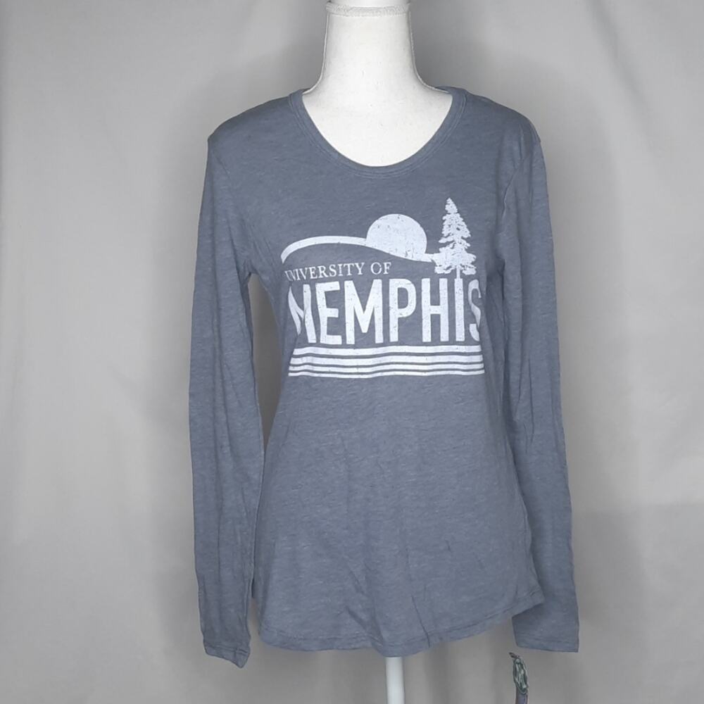 Alma Mater Women's University of Memphis Long Sleeve Graphic Tee Blue Gray Med